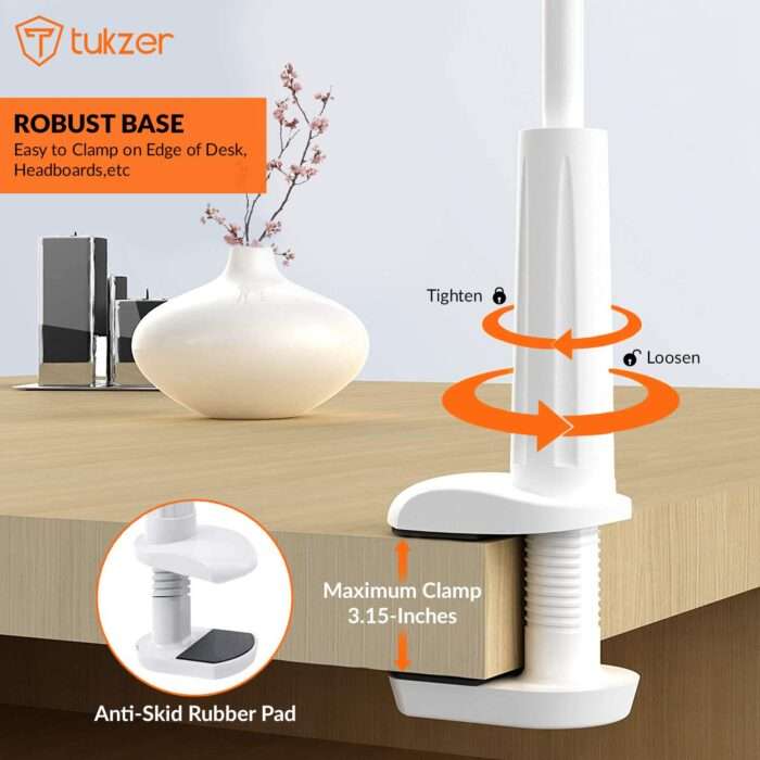 Tukzer Universal Tabletop Mobile & Tablet Holder with 360 Degree Flexible Rotation for Bed, Table, Kitchen, Bathroom - White - Image 5