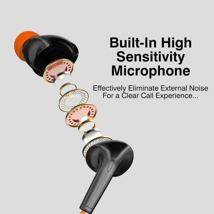 UBON CL-117 Bluetooth Neckband with Hi-Fi Stereo Sound, 12Hrs Playtime, with Voice Assistant & Mic, 12Hrs Playtime - Orange - Image 5