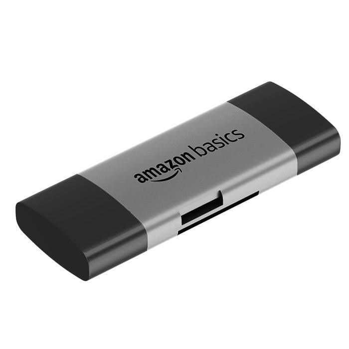 Amazon Basics OTG Card Reader and Hub with Type-C, USB & Micro USB Ports | Portable Memory Card Reader (Grey) - Image 3