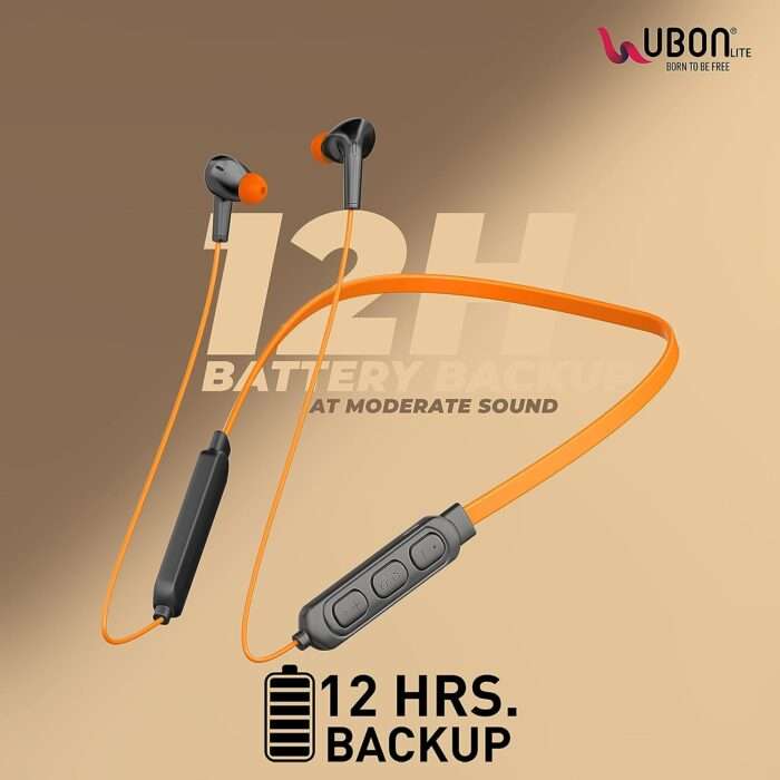 UBON CL-117 Bluetooth Neckband with Hi-Fi Stereo Sound, 12Hrs Playtime, with Voice Assistant & Mic, 12Hrs Playtime - Orange - Image 2