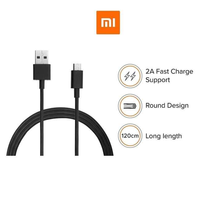 MI Type B/Micro USB 120cm fast Charging cable|480mbps support|Suitable for all Smartphones,tablet and accessories with type B input, Black - Image 2
