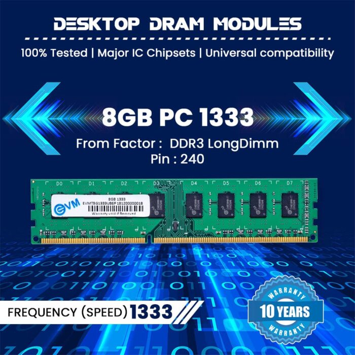 EVM 8GB DDR3 Desktop RAM 1333MHz Long-DIMM Memory - Boost Computer Speed and Performance with Low Latency and Durable Design - Image 2