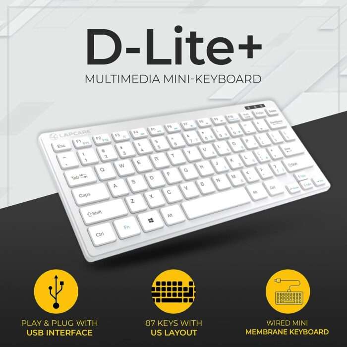 Lapcare D-Lite Plus Wired Mini Keyboard with Chocolate Keys - Silver - Image 3
