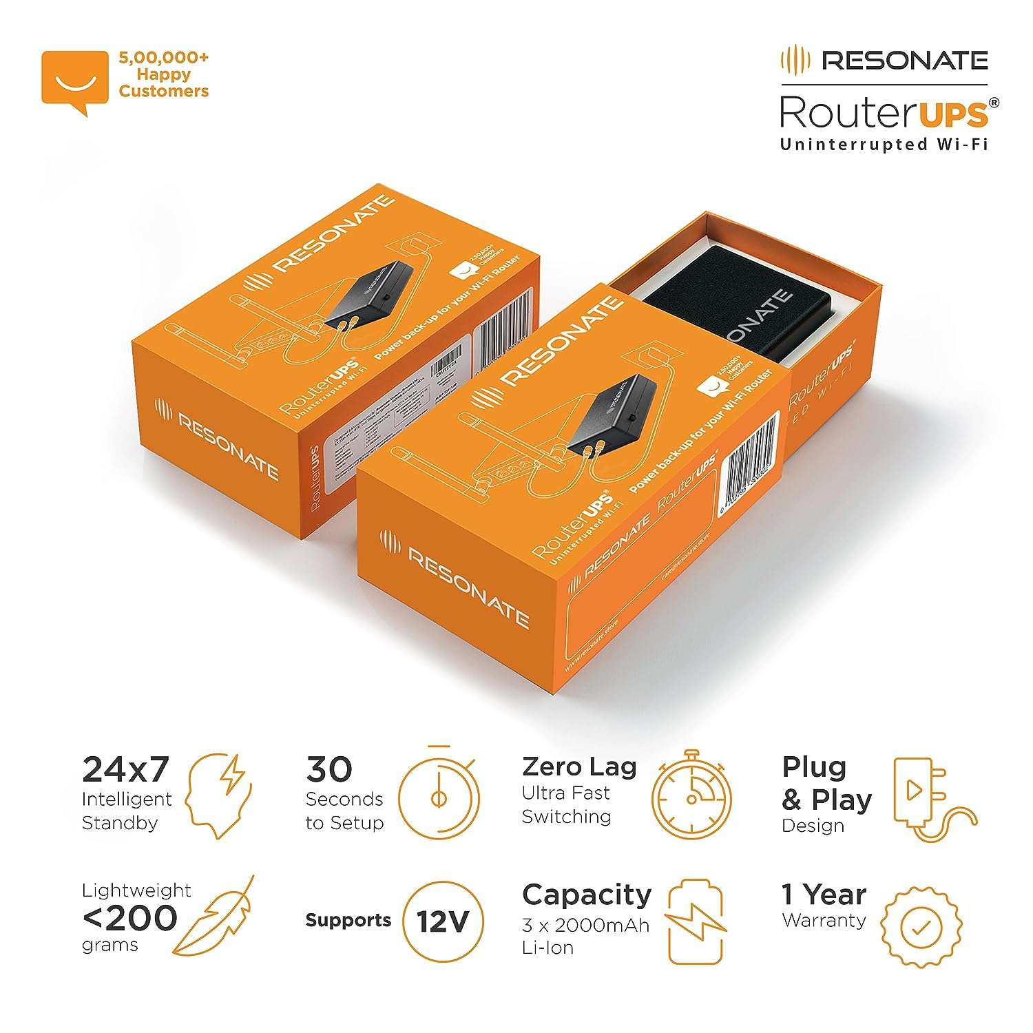 Resonate Routerups Cru V A Zero Drop Ups For Wifi Router Mini Ups