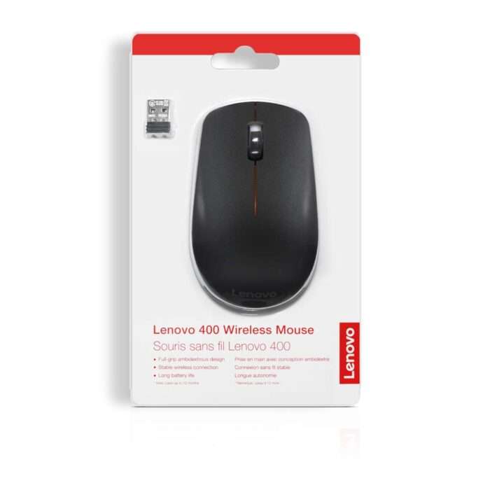 Lenovo 400 Wireless Mouse, 1200DPI Optical Sensor, 2.4GHz Wireless Nano USB, 3-Button, Upto 8M Left/Right & 100K Scroll clicks - Image 4
