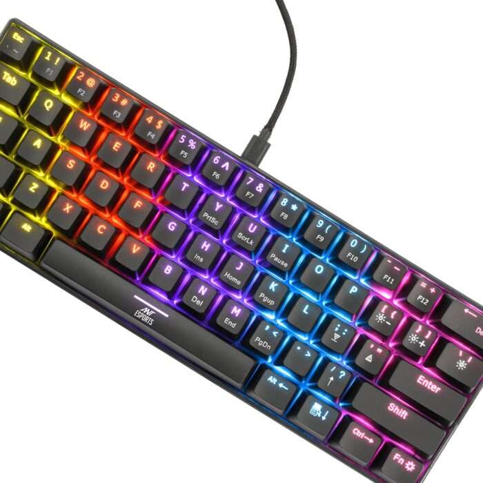 Ant Esports MK1200 Mini Wired Mechanical Gaming Keyboard with RGB Backlit Lighting and 60% Compact Form Factor - Red Switch - Image 4