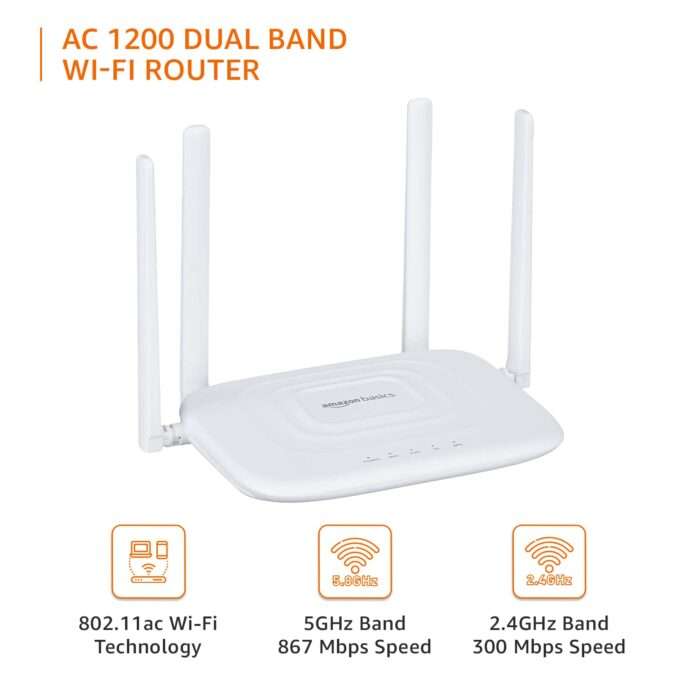 Amazon Basics AC1200 Dual-Band Wireless SOHO Router, Wi-Fi Speed Up to 867 Mbps/5 GHz and 300 Mbps/2.4 GHz, MediaTek Chipset - Image 2