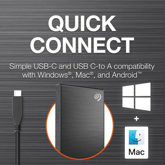 Seagate One Touch SSD 500GB External SSD Portable – Black, speeds up to 1030MB/s, with Android App, 1yr Mylio Create - STKG500400 - Image 4