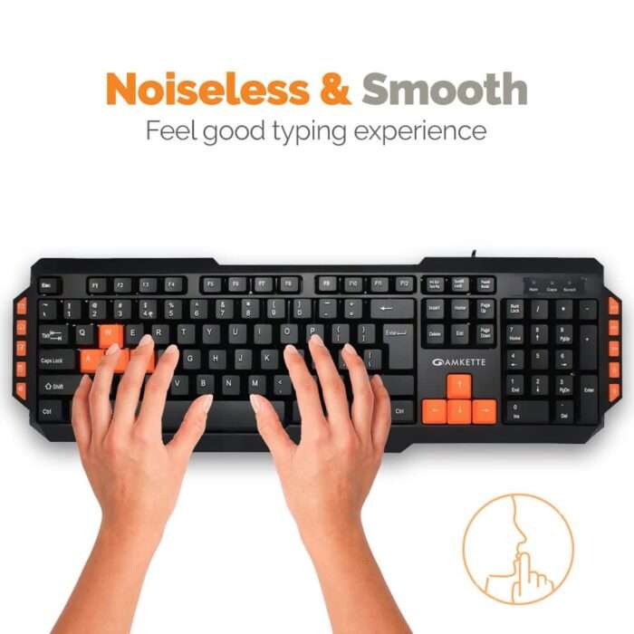 Amkette Xcite Pro Usb Wired Keyboard & Mouse Combo, 10 Dedicated Multimedia Keys And 3 Led Indicators & 1000 Dpi Mouse – Black - Image 3