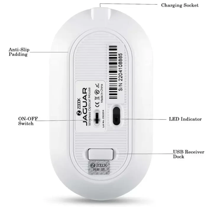 Zoook Jaguar Wireless Mouse, Rechargeable, Free Type C Converter, 3 DPI Levels, Auto Shut Down, Silent Click, 700 Mah Battery - Image 3