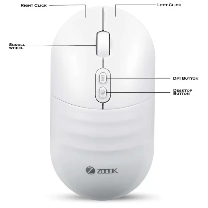 Zoook Jaguar Wireless Mouse, Rechargeable, Free Type C Converter, 3 DPI Levels, Auto Shut Down, Silent Click, 700 Mah Battery - Image 2