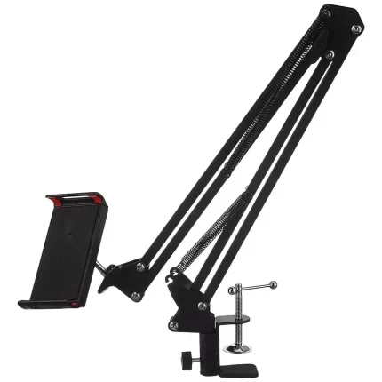 Amazon Brand – Solimo Aluminium Lazy Hanging Mount Holder for All Mobiles & Tablets, Flexible Long Arm 360° Adjustable - Black