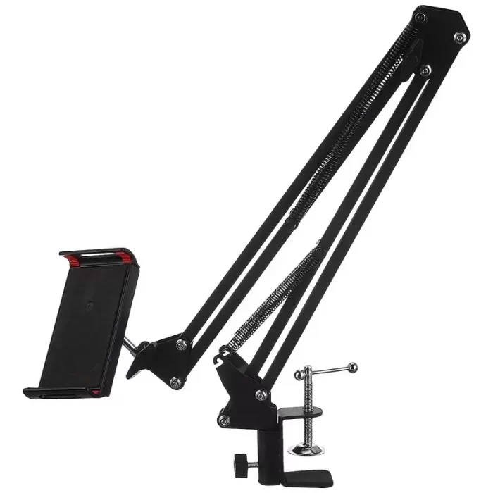 Amazon Brand – Solimo Aluminium Lazy Hanging Mount Holder for All Mobiles & Tablets, Flexible Long Arm 360° Adjustable - Black - Image 1