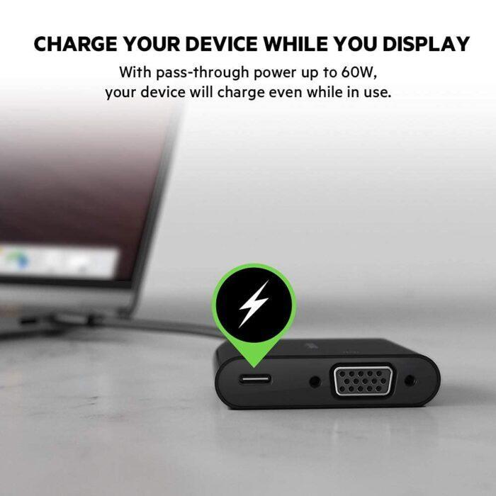 Belkin USB-C to VGA Adapter + Charge, Supports HD 1080p Video Resolution, 60W Pass-Through Power for Connected Devices - Image 3