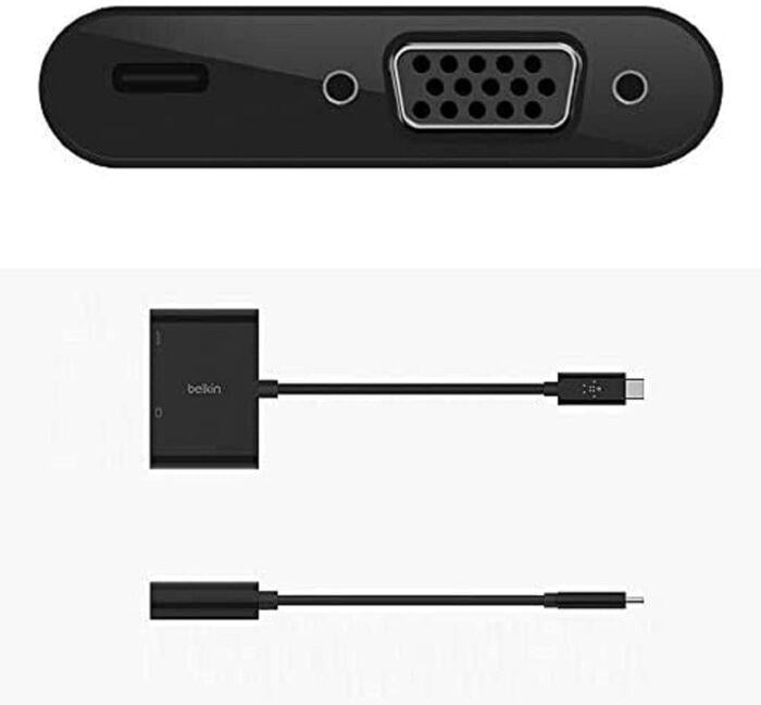 Belkin USB-C to VGA Adapter + Charge, Supports HD 1080p Video Resolution, 60W Pass-Through Power for Connected Devices - Image 2