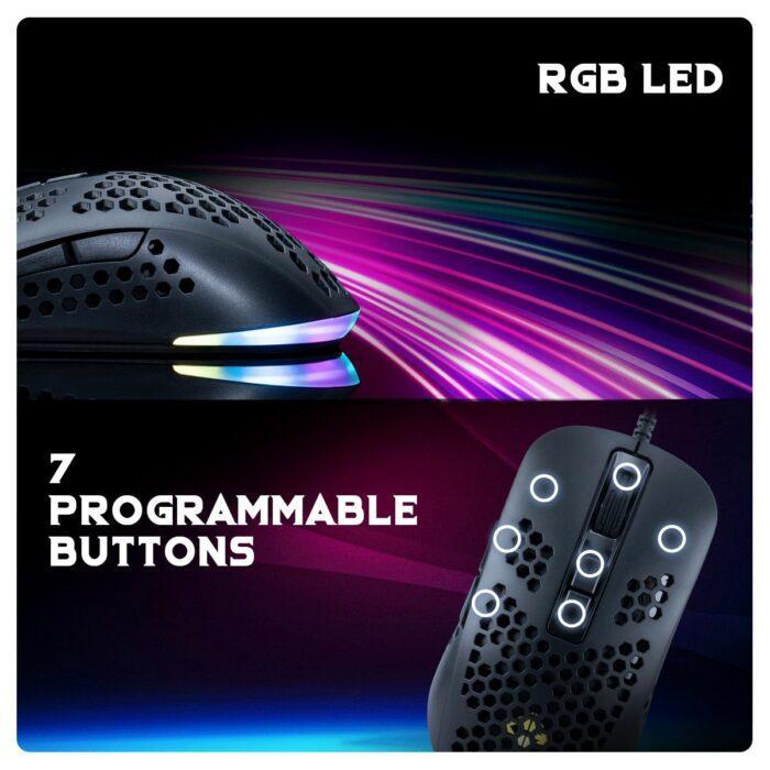 Cosmic Byte Orcus RGB Honeycomb Gaming USB Mouse with Software, New Upgraded, 12800DPI, Instant 825 Sensor, 1000Hz Polling Rate - Image 3