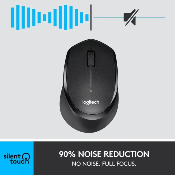 Logitech M331 Silent Plus Wireless Mouse, 2.4GHz with USB Nano Receiver, 1000 DPI Optical Tracking, 3 Buttons, 24 Month Life Battery - Black - Image 2