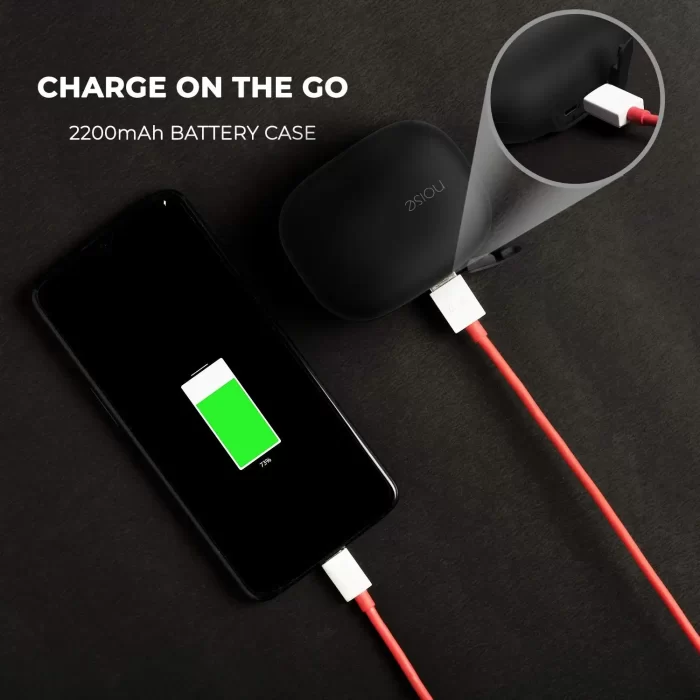 Noise Shots X5 Charge Truly Wireless Bluetooth Earbuds Earphones with PowerBank Case - Hot Black - Image 4