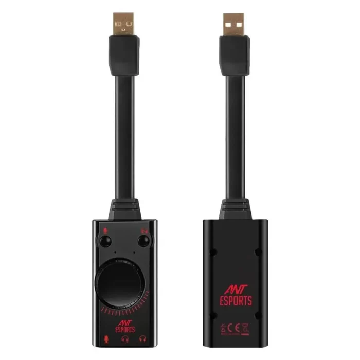 Ant Esports 7.1 USB Gaming Sound Card, External Audio Adapter Stereo Sound Card Converter 3.5mm AUX Microphone Jack - Image 1