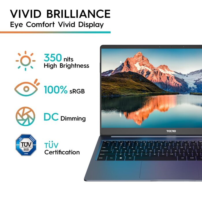 TECNO MEGABOOK T1, Core i7, 11th Gen, 16GB RAM/1TB SSD, 15.6-Inch Eye Comfort Display, Windows 11 - Blue - Image 4