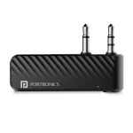 Portronics Auto 16 Bluetooth 5.1 Smart Audio Connector/Transmitter 3.5mm with Type-C Charging - Black