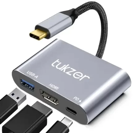 Tukzer 3-in-1 USB Type C to HDMI Adapter 4K, 30Hz, 100W PD Fast Charging Port, USB A 3.0, 5Gbps Speed, MultiPort HUB -‎ TZ-Q15