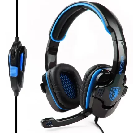 Sades SA 708 Stereo Gaming headsets with Foldable Mic (Black/Blue)