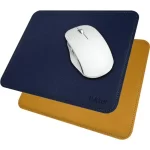 Tukzer Vegan PU Leather Mouse Pad for Laptop Notebook Gaming Computer (9.8 X 8.2 Inch | Navy Blue-Yellow)