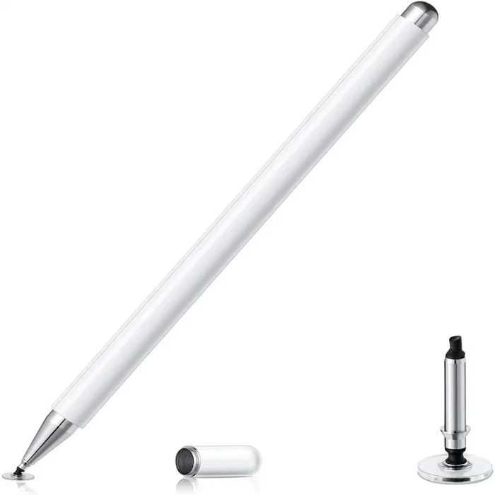 Dyazo Aluminium Fine Point Stylus Pen with Spare Disk for Touch Screens Devices (White) - Image 1