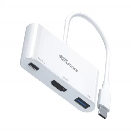 Portronics C-Konnect Type C to HDMI Adapter (3-in-1)Multiport USB C Hub with 4K@30Hz, USB 3.0 @ 5Gbps, 100 W (White)