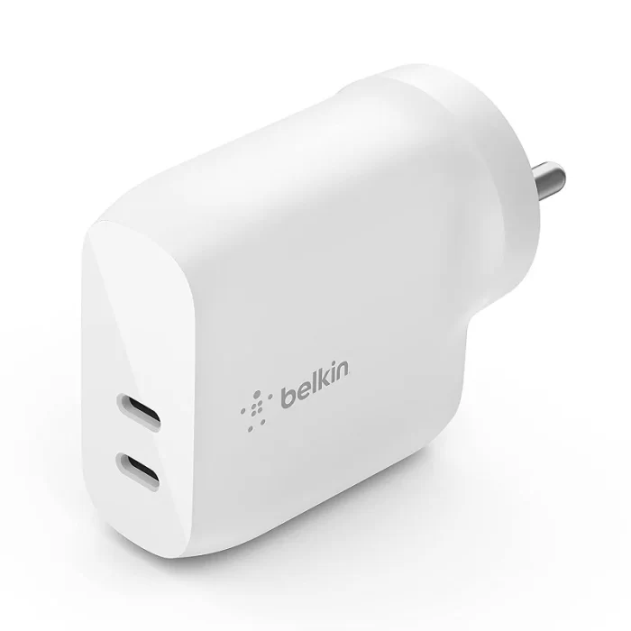 Belkin 40W (20W + 20W) Dual Port USB-C (Type C) Wall Charger/Adapter, Fast Charging White - Image 1
