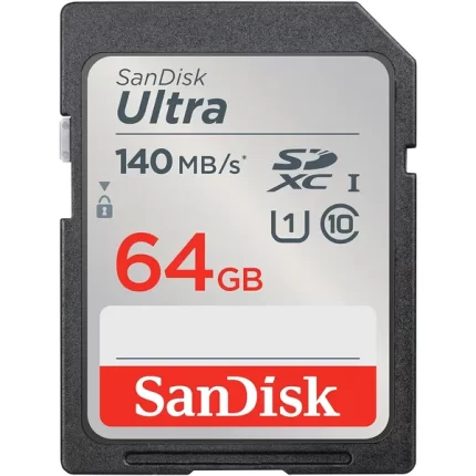 SanDisk Ultra UHS I 64GB SD Card 140MB/s for DSLR and Mirrorless Cameras
