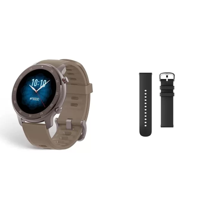 Amazfit GTR 47MM Smart Watch (Titanium) 22MM Silicon Strap (Black) - Image 1