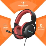Amazon Basics Wired Over The Ear Gaming Headphones with Mic | RGB | 7.1 Channel Surround Audio | Remote Control (Black - Red) - Image 3