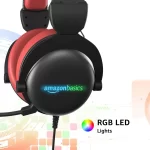 Amazon Basics Wired Over The Ear Gaming Headphones with Mic | RGB | 7.1 Channel Surround Audio | Remote Control (Black - Red) - Image 4
