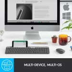Logitech K580 Slim Multi-Device Wireless Keyboard Bluetooth/Receiver, Compact, Easy Switch, 24 Month Battery, Win/Mac, Desktop, Tablet, Smartphone, Laptop Compatible - Graphite - Image 4