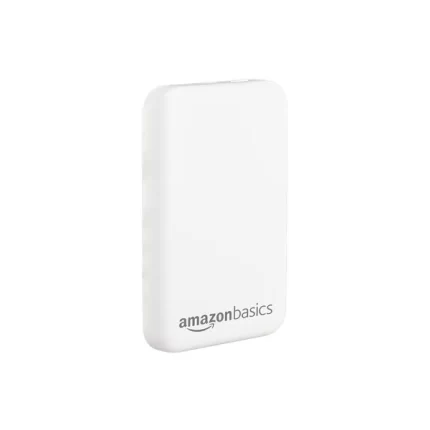 Amazon Basics 5000mAh Li-Polymer Wireless Power Bank | Two-Way Fast Charging | 20W Fast Charging Through Wire |15W Wireless Charging| for iPhone 12 and above (White)