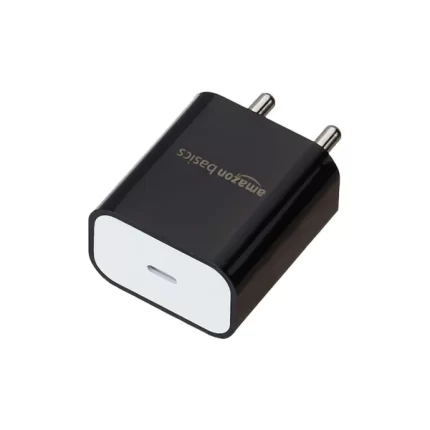amazon basics 20W Phone Charger For Type C Adapter With Charging Without Cable Easy To Carry, Black