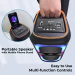 pTron Fusion Beats 40W Karaoke Bluetooth Party Speaker, Loud & Clear Stereo Sound, RGB Lights, 3 mtr Wired Mic, BT/USB/SD Card Playback & Type C Charging (Black) - Image 4