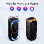 pTron Fusion Beats 40W Karaoke Bluetooth Party Speaker, Loud & Clear Stereo Sound, RGB Lights, 3 mtr Wired Mic, BT/USB/SD Card Playback & Type C Charging (Black) - Image 2