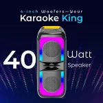 pTron Fusion Beats 40W Karaoke Bluetooth Party Speaker, Loud & Clear Stereo Sound, RGB Lights, 3 mtr Wired Mic, BT/USB/SD Card Playback & Type C Charging (Black) - Image 3
