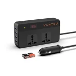 Vantro 200W Car Power Inverter/Laptop Charger with 4 USB Ports & 2 AC Outlets and 12V DC to 220V AC with QC3.0 Advance Technology & Digital Display