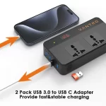 Vantro 200W Car Power Inverter/Laptop Charger with 4 USB Ports & 2 AC Outlets and 12V DC to 220V AC with QC3.0 Advance Technology & Digital Display - Image 2