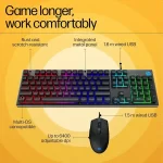 HP KM300F Wired USB Gaming Keyboard and Mouse Set Membrane Backlit, 26 Keys Anti-Ghosting, 3 LED Indicators (Black) - Image 3