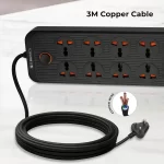 ZEBRONICS Ps8360U Power Strip with 8 Universal Sockets, 2500W Max., 6 USB Ports, USB Output 2.4A Max,3 Mtr Copper Cable, Overload Surge Protection, Durable Abs Body, 250 Volts - Image 2