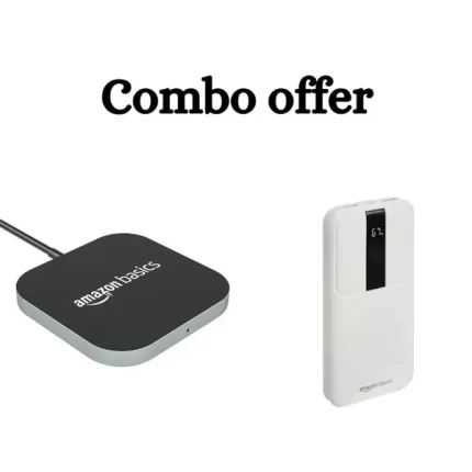 AmazonBasics Magnetic Wireless Charger | 15W Max Fast Charging Square Pad | Silver & Amazon Basics 10000 mAh 22.5W Fast Charging Lithium Polymer Power Bank (Combo Offer)