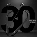 Portronics Harmonics Z3 Wireless Bluetooth 5.3 Neckband in Ear Earphones with Mic, 30Hrs Playtime, Magnetic Latch, IPX5 Water Resistant, Type C Fast Charging(Black) - Image 2
