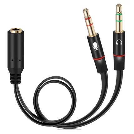 Sounce Gold Plated 3.5 mm Headphone Splitter for Computer 2 Male to 1 Female 3.5mm Headphone Mic Audio Y Splitter Cable Smartphone Headset to PC Adapter – (Black,20cm) B08BCKN299