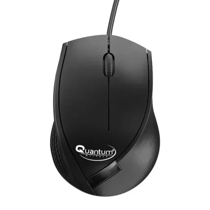 Quantum USB Wired Mouse, 1200 DPI Optical Sensor, Plug & Play Ergonomic Mouse (Black)