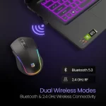 Portronics Toad One Bluetooth Mouse with 2.4 GHz & BT 5.3 Dual Wireless (Black) - Image 2